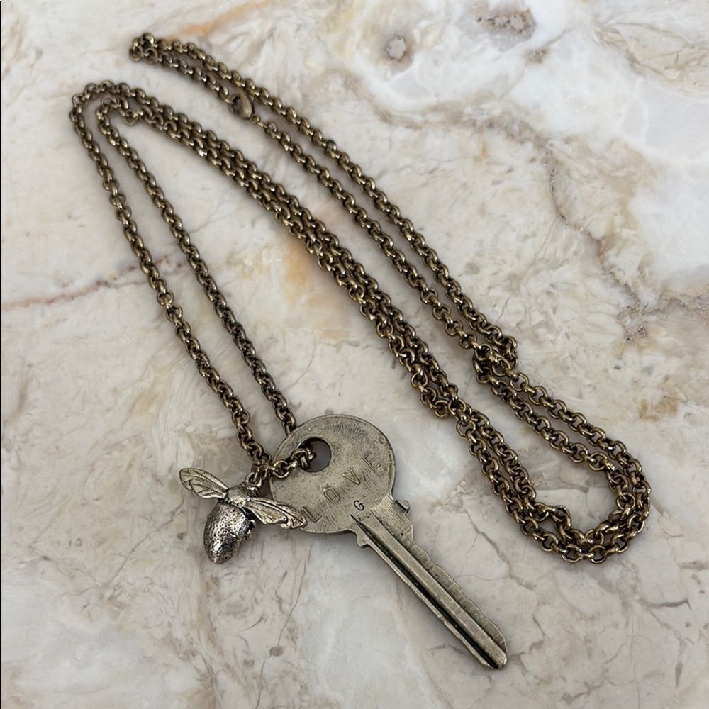 The Giving Keys  Bee “Love” Vintage Key 36” Rolo Chain